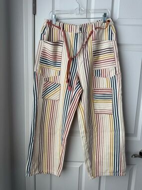 Fantastic Fawn Striped barrel Pants in Cream, Yellow, Blue, Pink